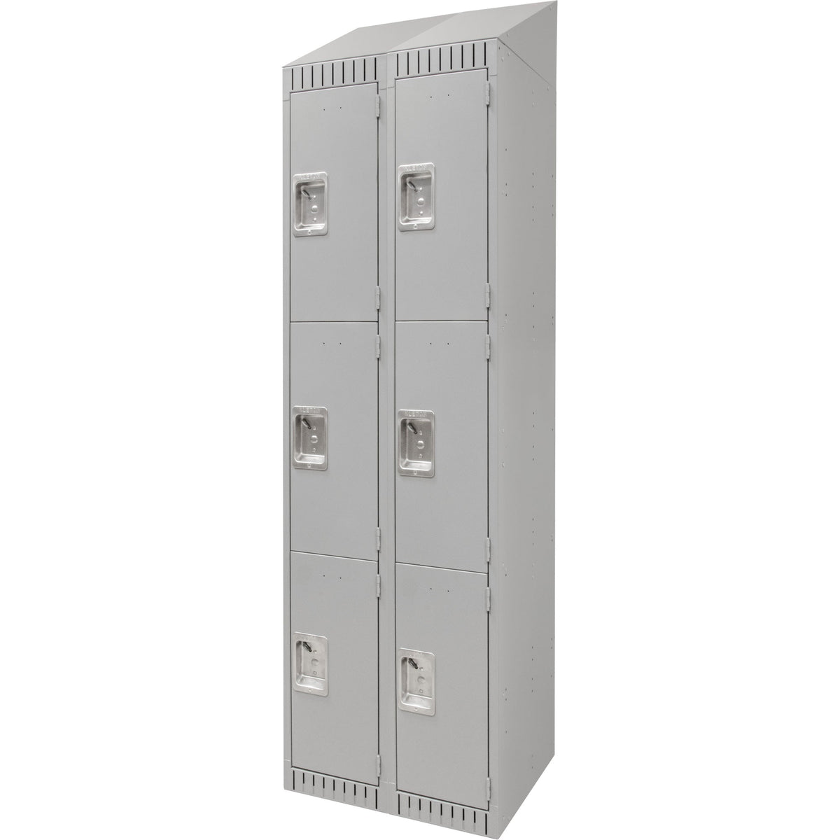 Vestiaires, 3 portes superposées, en batterie de 2, 61 x 46 x 208 cm, acier, gris, démonté