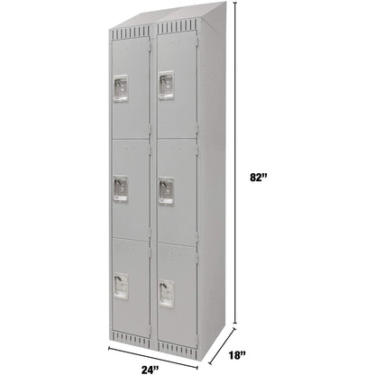 Vestiaires, 3 portes superposées, en batterie de 2, 61 x 46 x 208 cm, acier, gris, démonté