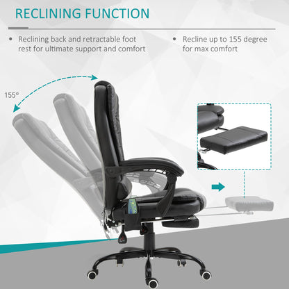Chaise de bureau de direction Declan avec 7 points de massage et fonctions inclinables - Noir