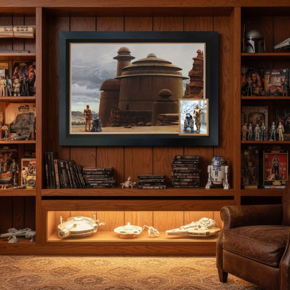 Anthony Daniels Signed Star Wars C-3PO & R2-D2 Framed Photo