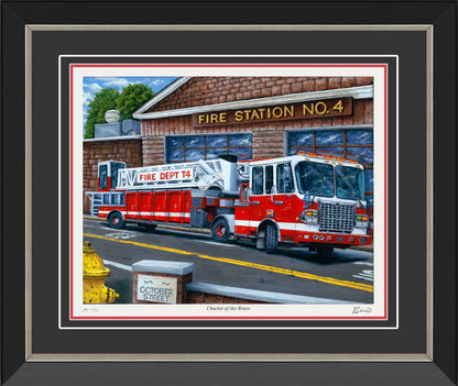 Chariot of the Brave - Framed Fire Truck Print /77 (29.5x25.5)