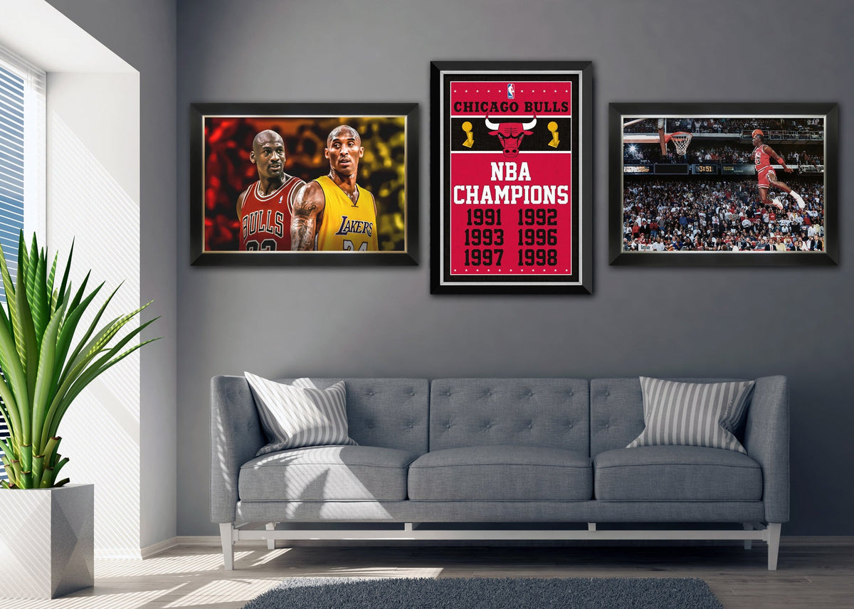 CADRE TOILE MICHAEL JORDAN & KOBE BRYANT - LÉGENDES DU BASKET-BALL (33,5" X 23,5")