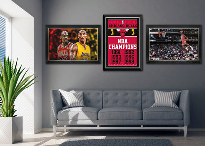 CADRE TOILE MICHAEL JORDAN & KOBE BRYANT - LÉGENDES DU BASKET-BALL (33,5" X 23,5")