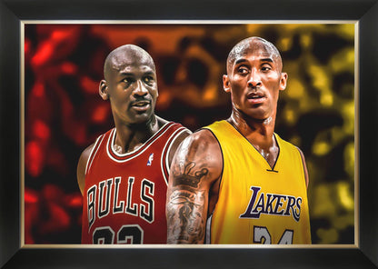 CADRE TOILE MICHAEL JORDAN & KOBE BRYANT - LÉGENDES DU BASKET-BALL (33,5" X 23,5")