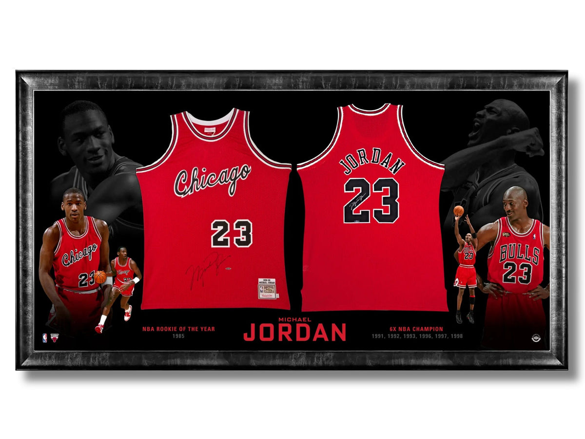 Michael Jordan Epic Chicago Bulls Framed Rookie & Jerseys (97x45)