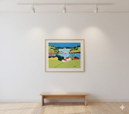 Maud Lewis “Digby Harbour” Folk Art Framed Print (24x28)