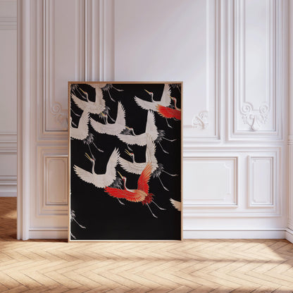 Estampe japonaise « Grues en vol » : Giclée d'art