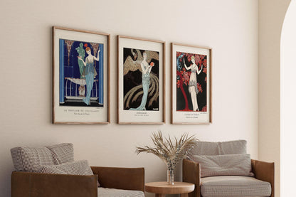 George Barbier STATEMENT TRIO | Famous Fashion Illustration Art Prints Nouveau available framed
