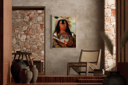 George Catlin - Blood Leader Stu-mick-o-s√∫cks | Famous Native American Aboriginal First Nations Art
