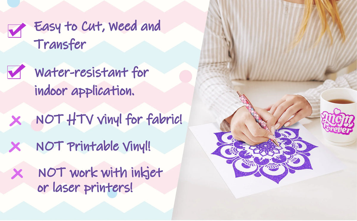 TeckWrap Glitter Adhesive Vinyl- Cornflower Blue | Durable & Easy-to-Cut | Perfect for Craft Projects!
