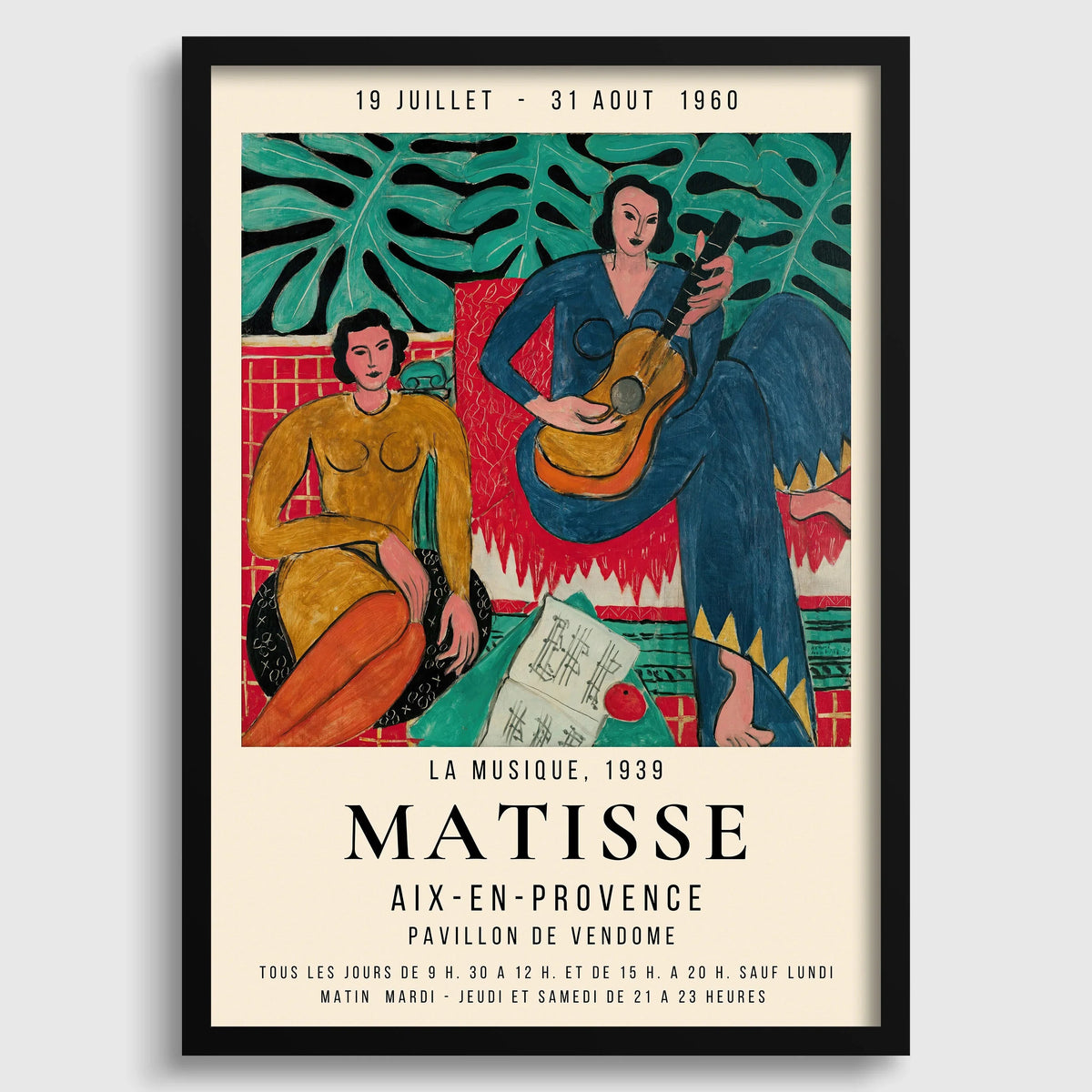 Henri Matisse - La Musique | Affiche d'exposition de tableaux célèbres (disponible encadrée à la main ou non encadrée)