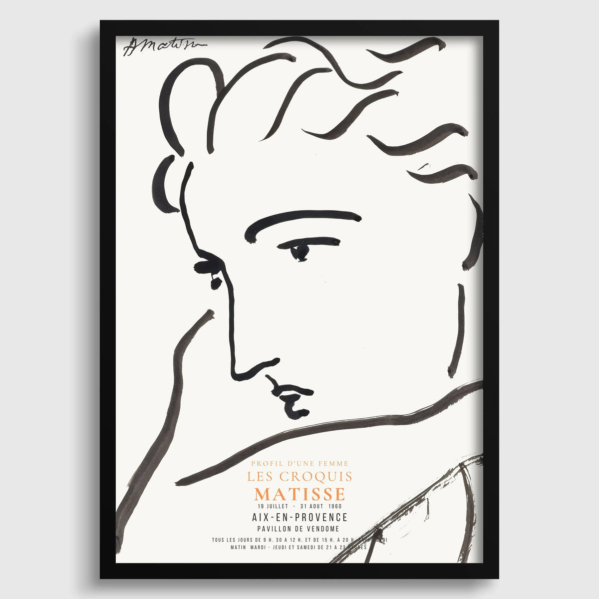 Henri Matisse - Profil de femme | Dessin d'art célèbre (disponible encadré à la main ou non encadré)