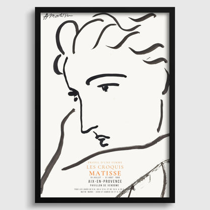 Henri Matisse - Profil de femme | Dessin d'art célèbre (disponible encadré à la main ou non encadré)