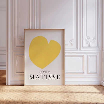 Henri Matisse - Le Cœur | Œuvre d'art célèbre en jaune citron (disponible encadrée à la main ou non encadrée)