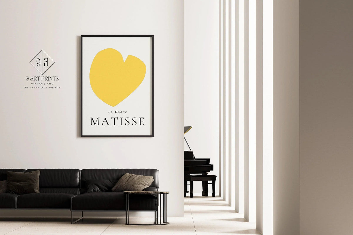 Henri Matisse - Le Cœur | Œuvre d'art célèbre en jaune citron (disponible encadrée à la main ou non encadrée)