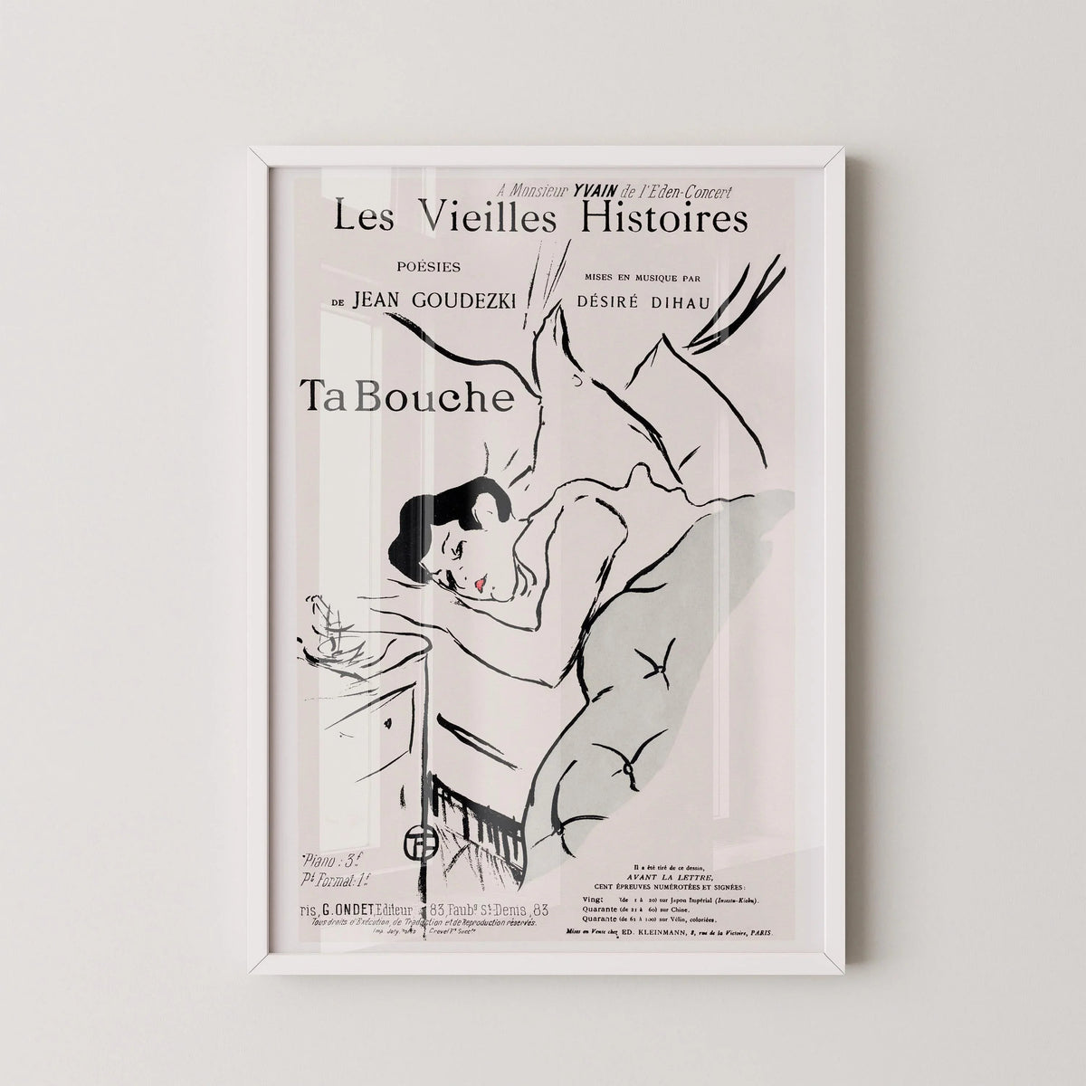 Henri Toulouse Lautrec - Ta Bouche | Famous Sketch Neutral Art Poster (available handframed or unframed)