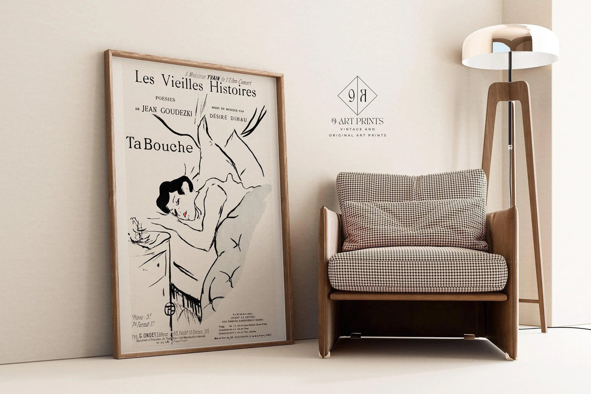 Henri Toulouse Lautrec - Ta Bouche | Famous Sketch Neutral Art Poster (available handframed or unframed)