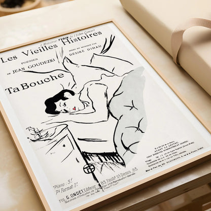 Henri Toulouse Lautrec - Ta Bouche | Famous Sketch Neutral Art Poster (available handframed or unframed)