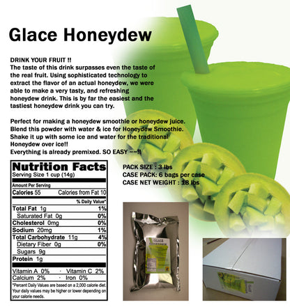 Honeydew 4 in 1 Mix for Bubble Tea, Smoothies, Lattes and Frappes, 3 lbs. Bag (Case 6 x 3 lbs. Bags)  - Multi-Use Powdered Beverage Mix - Ships Free Within Canada on Orders Above CAD $199