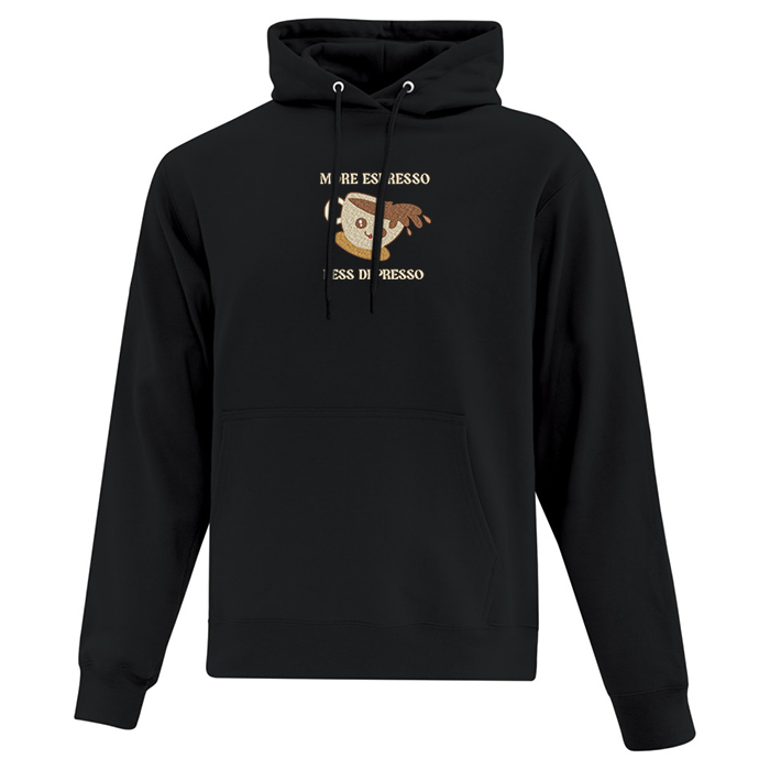Sweat à capuche brodé « More Espresso Less Depresso »