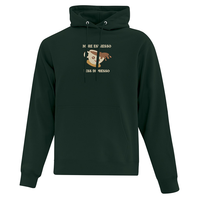 Sweat à capuche brodé « More Espresso Less Depresso »