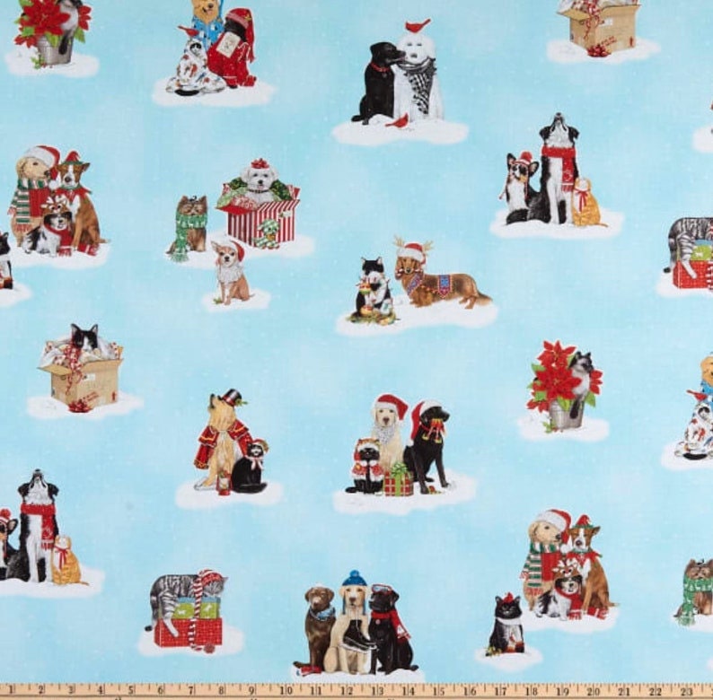 Noël Joyeux Fêtes - Chats et Chiens - Bleu