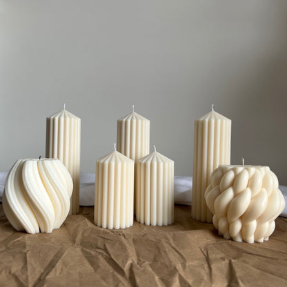 Grande bougie en tricot de soja : Décoration de table basse en corde torsadée