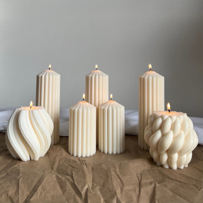 Grande bougie en tricot de soja : Décoration de table basse en corde torsadée