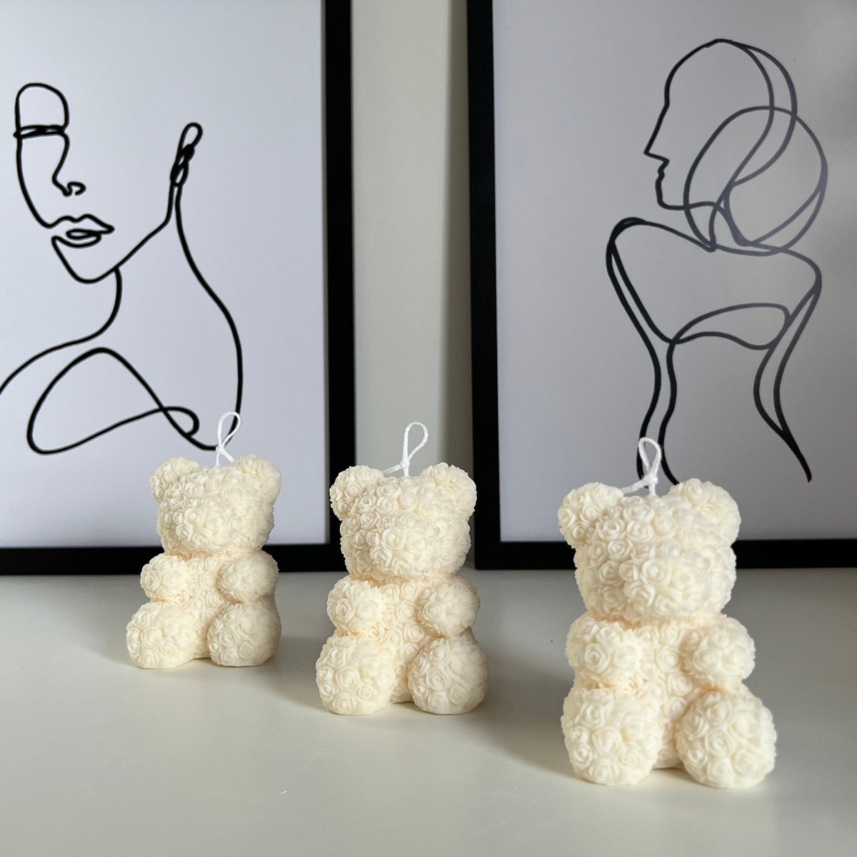 Bougie Ours en Peluche Rose : Décoration d'Intérieur en Cire de Soja Coulée à la Main