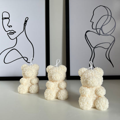 Bougie Ours en Peluche Rose : Décoration d'Intérieur en Cire de Soja Coulée à la Main