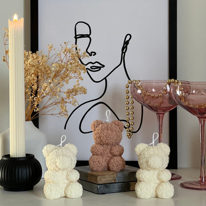 Bougie Ours en Peluche Rose : Décoration d'Intérieur en Cire de Soja Coulée à la Main