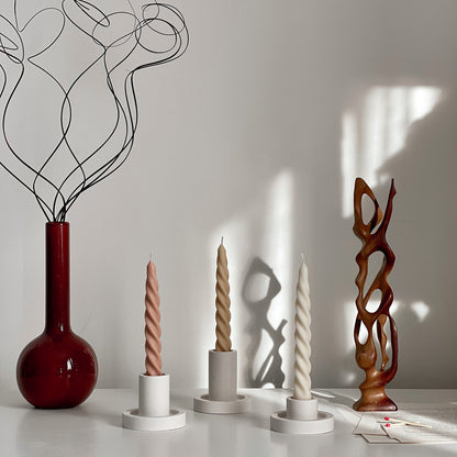 Handmade Twisted Soy Wax Taper Candle: Pastel Dinner Candle