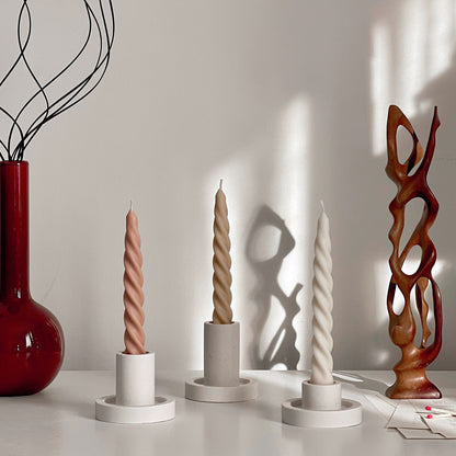 Handmade Twisted Soy Wax Taper Candle: Pastel Dinner Candle