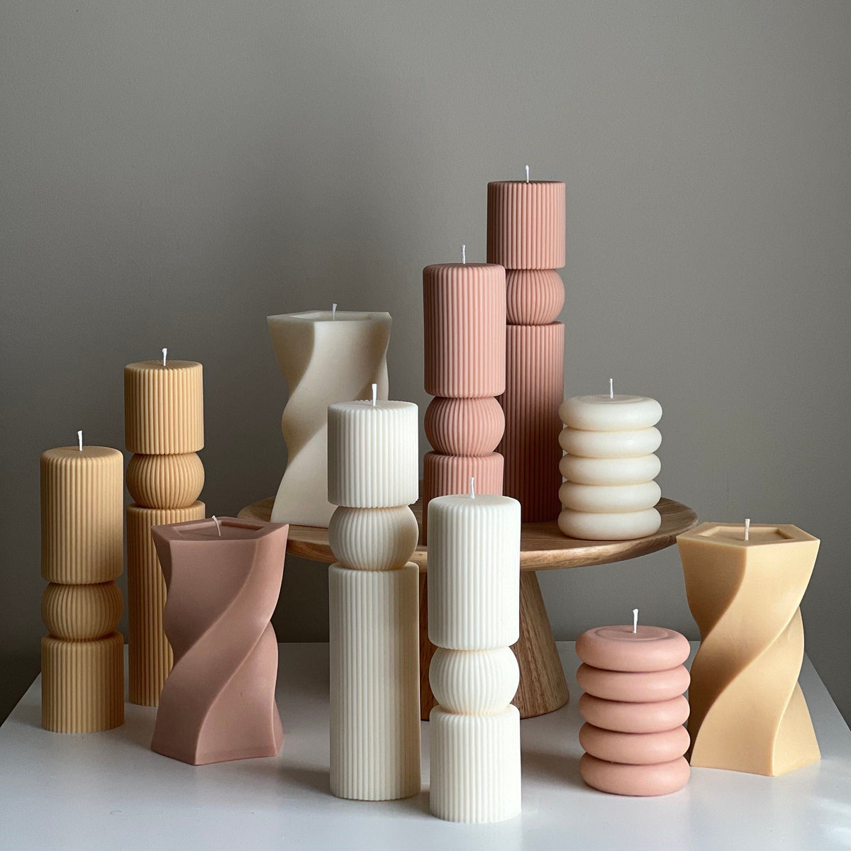 Lot de bougies en cire de soja cannelées de style romain | Grande bougie pilier, Décoration intérieure