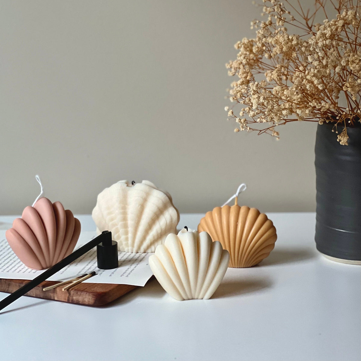 Grande bougie en cire de soja en forme de coquille | Décoration d'intérieur