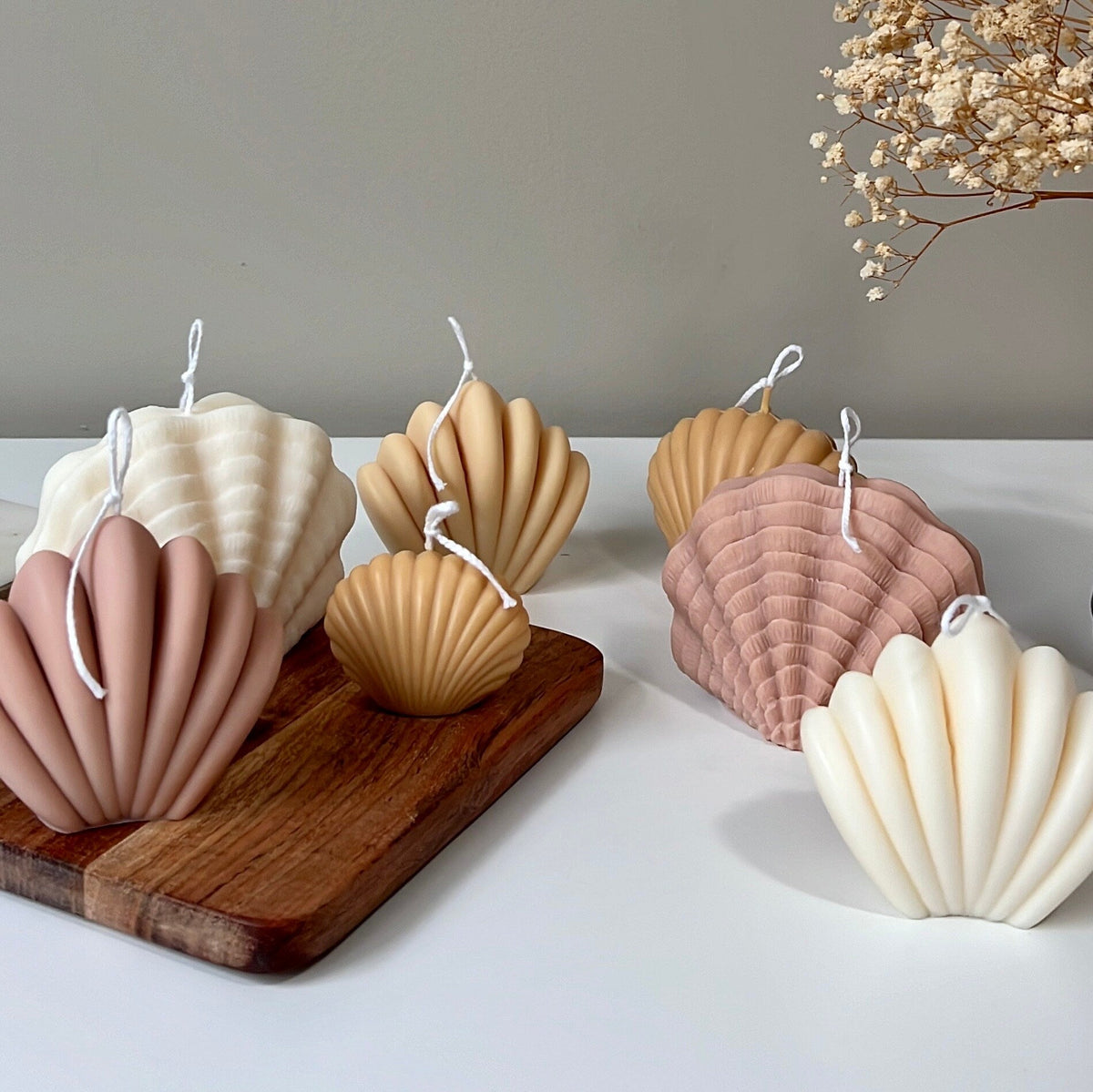 Grande bougie en cire de soja en forme de coquille | Décoration d'intérieur