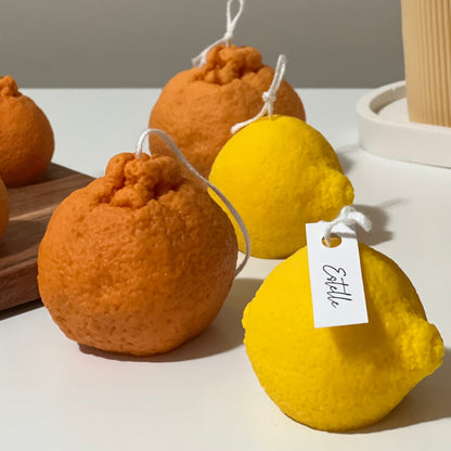 Orange Shaped Candle Set: Soy Wax Vegan Minimalist Decor