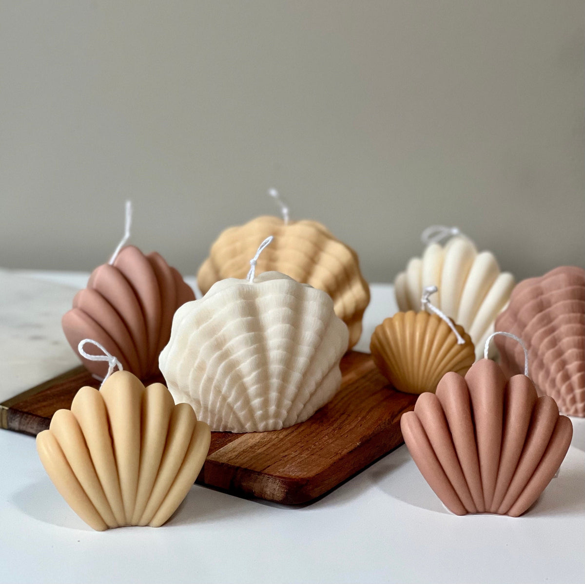 Grande bougie en cire de soja en forme de coquille | Décoration d'intérieur