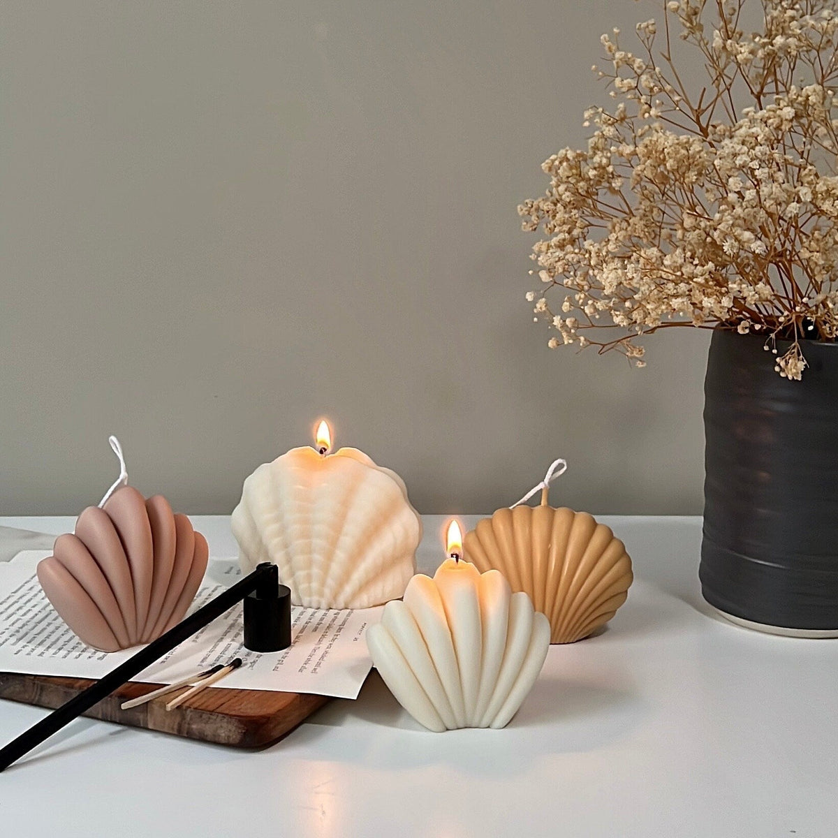 Ensemble de bougies coquillage | Cire de soja décorative, Décoration intérieure