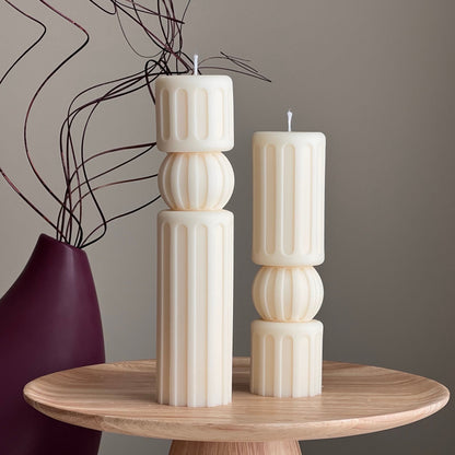 Lot de bougies de cire de soja Piliers Romains : Décoration intérieure minimaliste