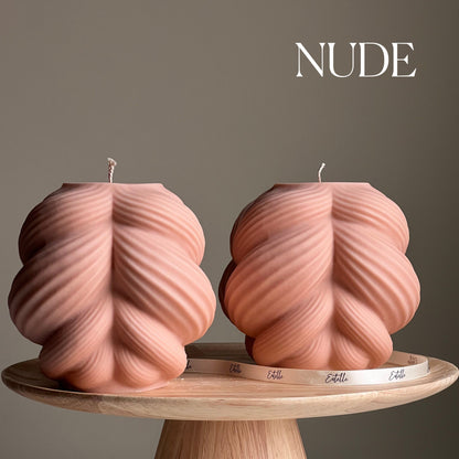 Grande bougie nœud torsadé : cire de soja non parfumée, décoration d'intérieur