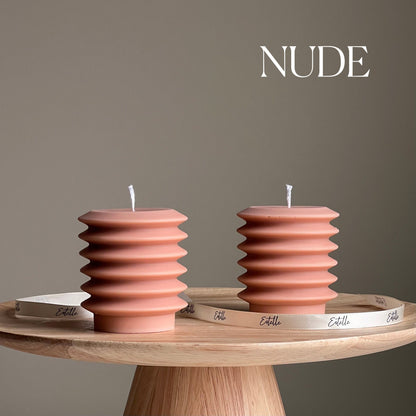 Handmade Ribbed Column Candle | Decorative Soy Wax Pillar