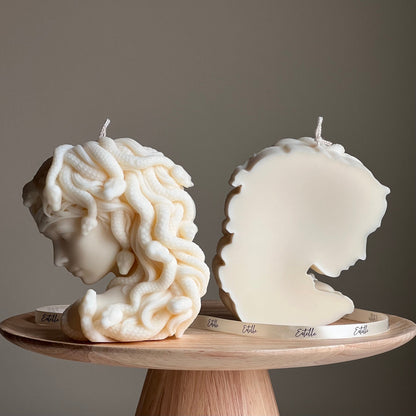Medusa Soy Wax Candle: Sculptural Woman Head Statue Candle