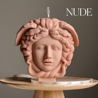 Bougie en cire de soja Méduse : Grande statue sculpturale de tête de femme