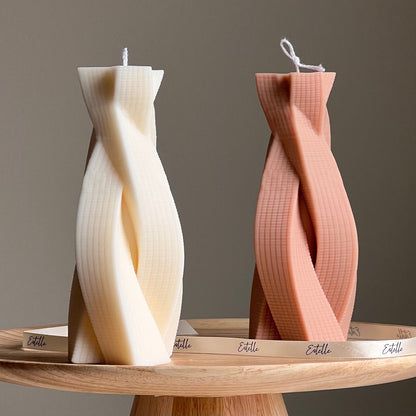 Bougie Pilier en Soja Corde Torsadée : Décoration Sculpturale pour la Maison