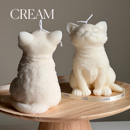 Handmade Soy Wax Cat Candle: Sculptural Animal Candle Gift