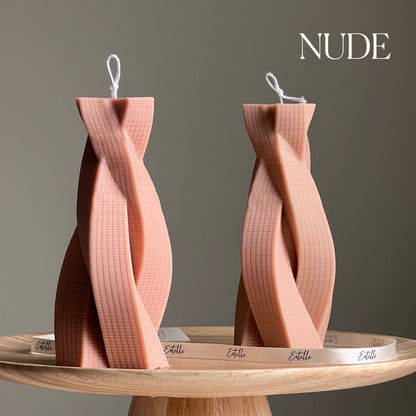 Bougie Pilier en Soja Corde Torsadée : Décoration Sculpturale pour la Maison