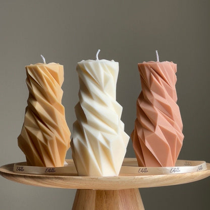 Diamond Soy Pillar Candle: Sculptural Home Decor
