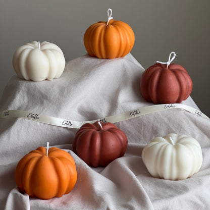 Bougie en cire de soja citrouille d'automne faite main : Décoration d'Halloween