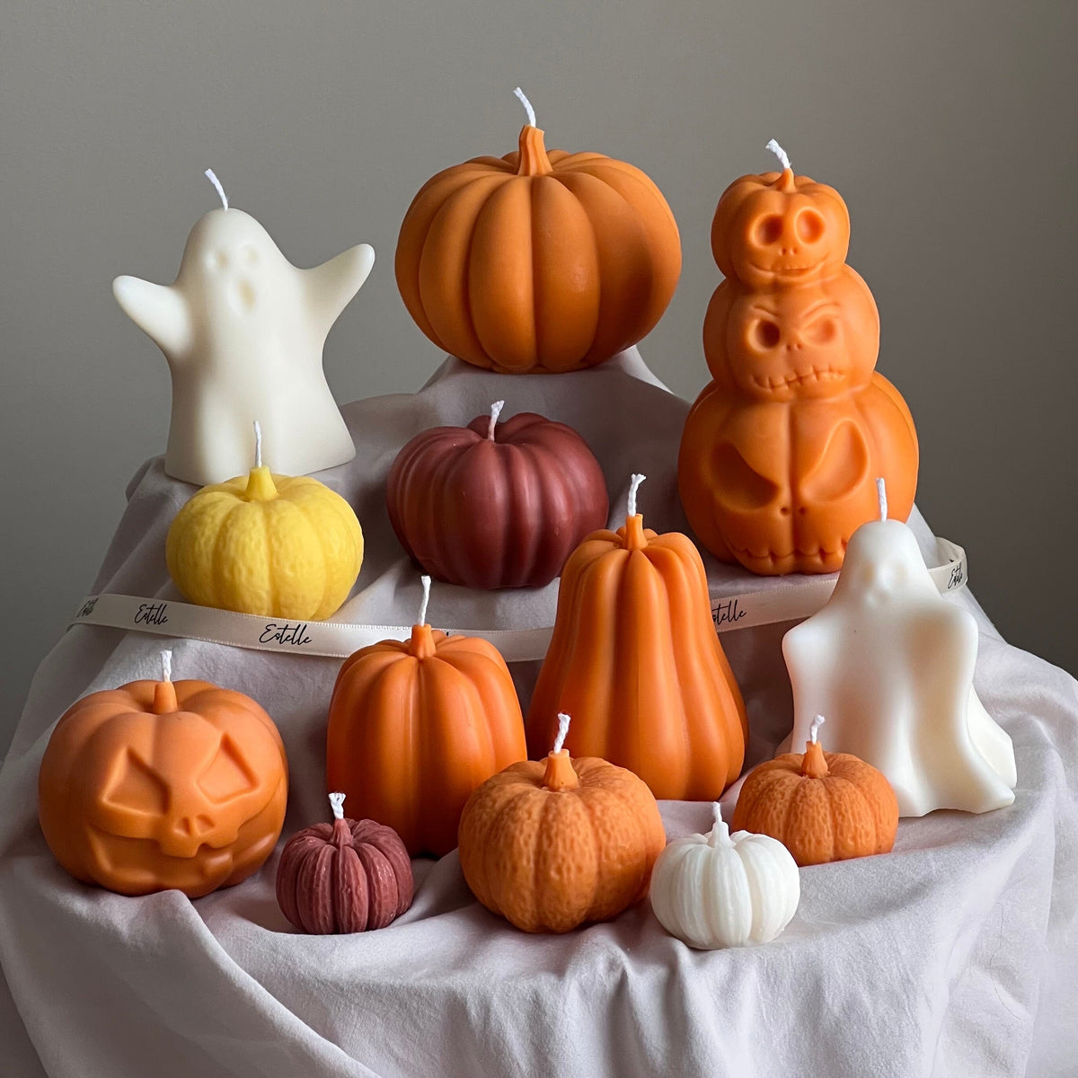 Handmade Pumpkin Soy Wax Candle Set: Autumn Decor